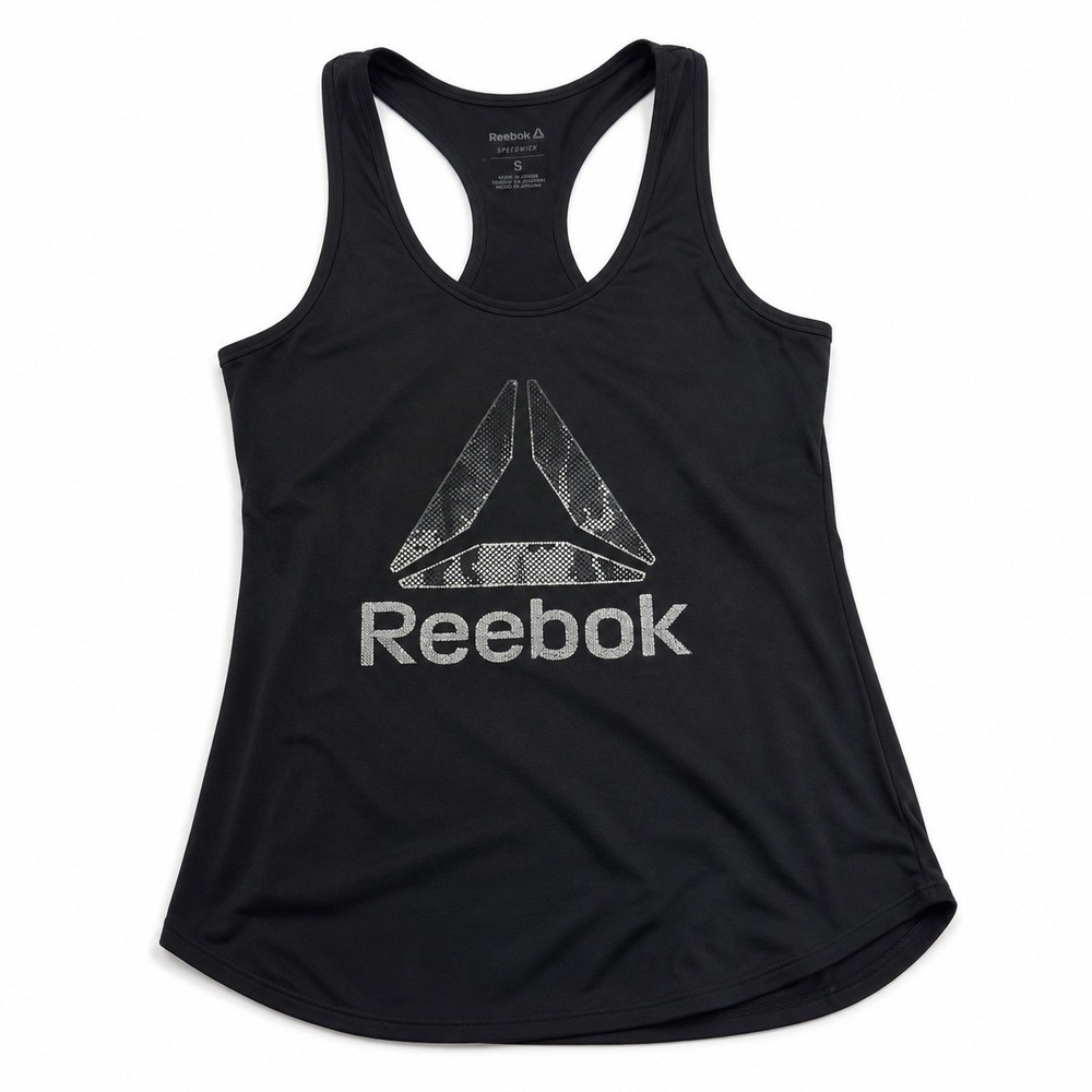 Reebok Womens Small Black Racerback Tank Top Athletic Workout Gym Activewear